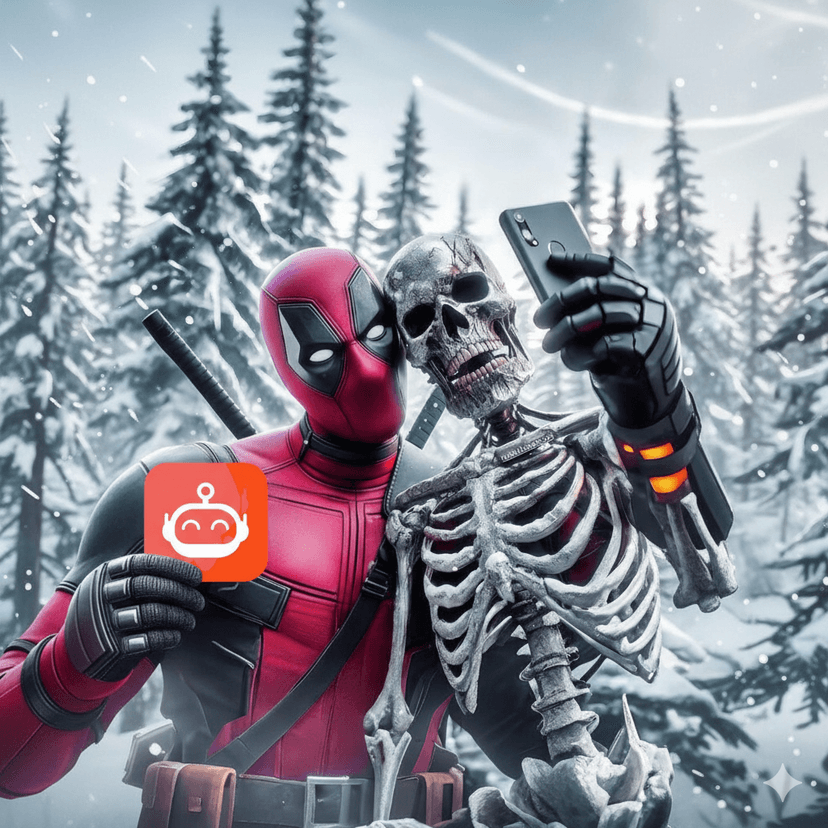 Deadpool holding MediaFast logo